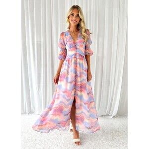 NWT Gingham & Heels Tiffanie Midi Dress Lilac Fade Women's Size 16 NEW Dreamy